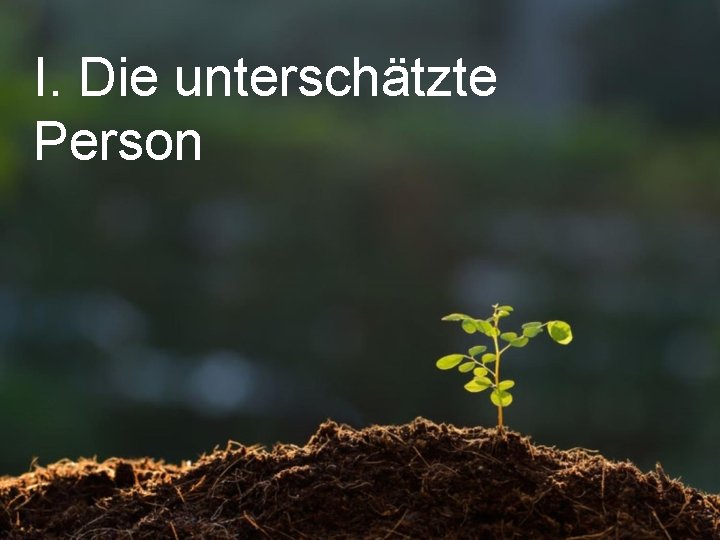 I. Die unterschätzte Person 