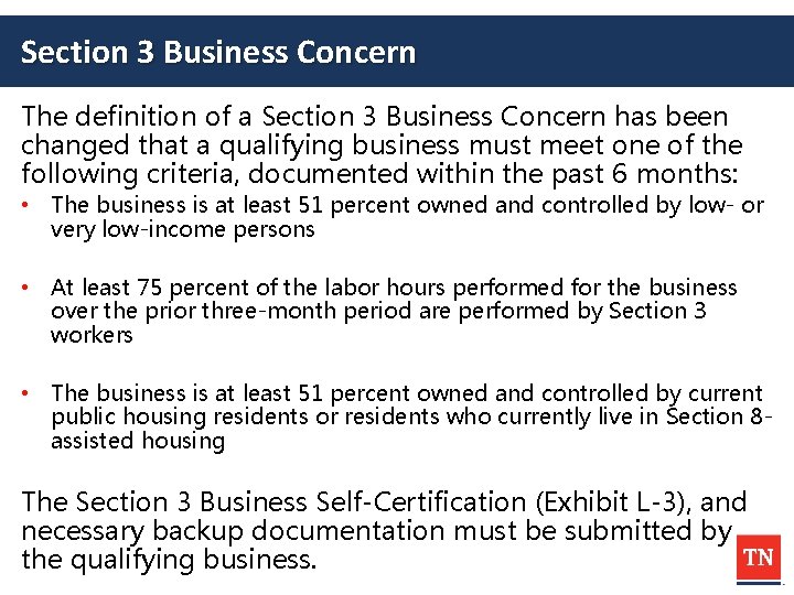 Section 3 Business Concern The definition of a Section 3 Business Concern has been