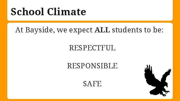School Climate At Bayside, we expect ALL students to be: RESPECTFUL RESPONSIBLE SAFE 