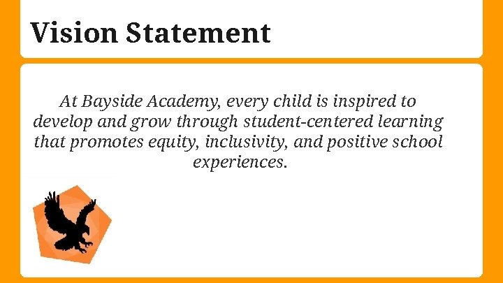 Vision Statement At Bayside Academy, every child is inspired to develop and grow through