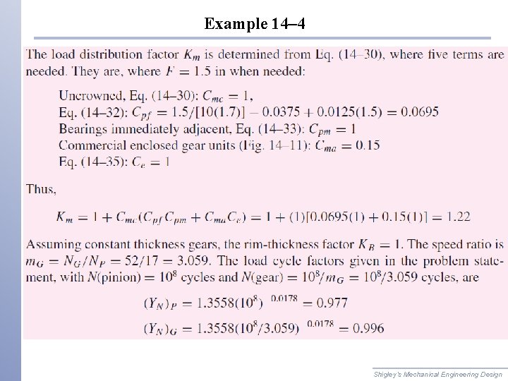 Example 14– 4 Shigley’s Mechanical Engineering Design 