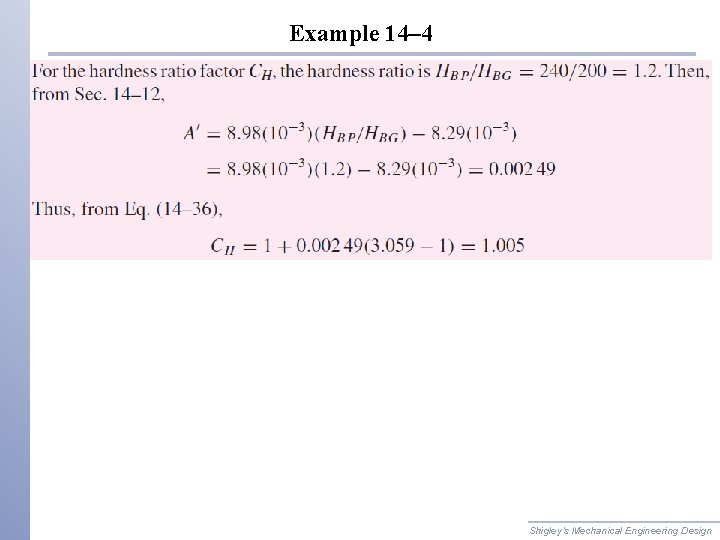 Example 14– 4 Shigley’s Mechanical Engineering Design 