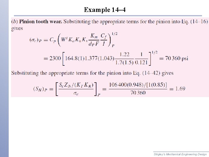 Example 14– 4 Shigley’s Mechanical Engineering Design 