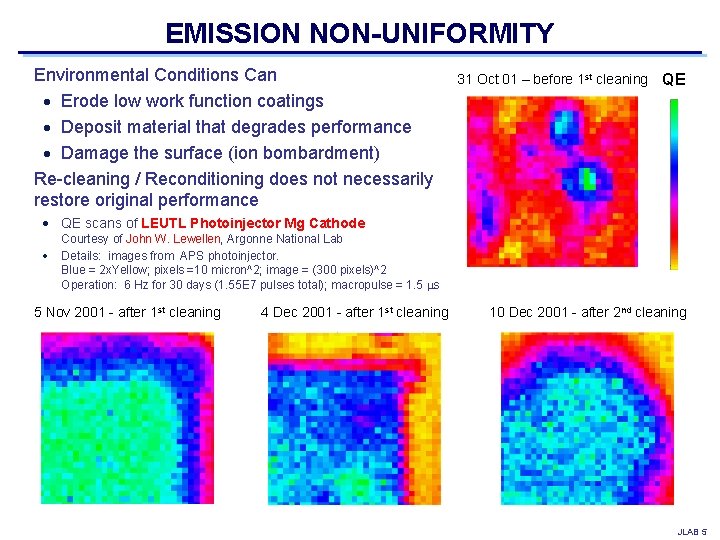 EMISSION NON-UNIFORMITY Environmental Conditions Can Erode low work function coatings Deposit material that degrades
