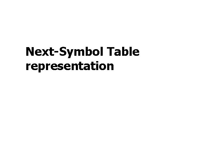 Next-Symbol Table representation 