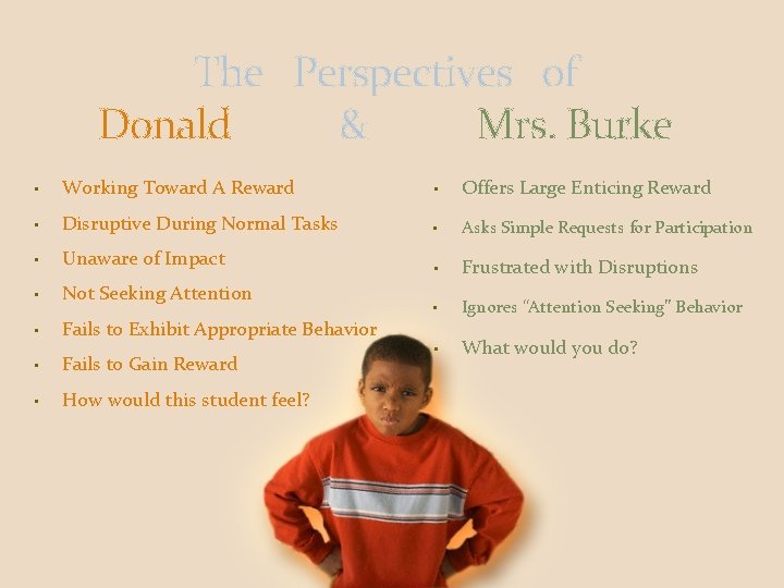 The Perspectives of Donald & Mrs. Burke • Working Toward A Reward • Offers The Perspectives of Donald & Mrs. Burke • Working Toward A Reward • Offers