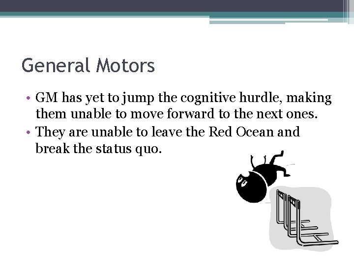 General Motors • GM has yet to jump the cognitive hurdle, making them unable