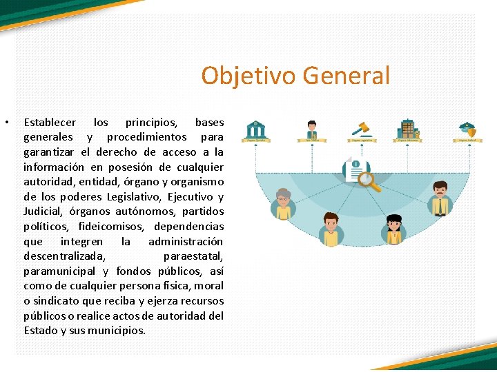 Objetivo General • Establecer los principios, bases generales y procedimientos para garantizar el derecho