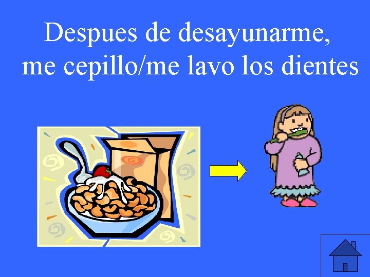 Despues de desayunarme, me cepillo/me lavo los dientes 