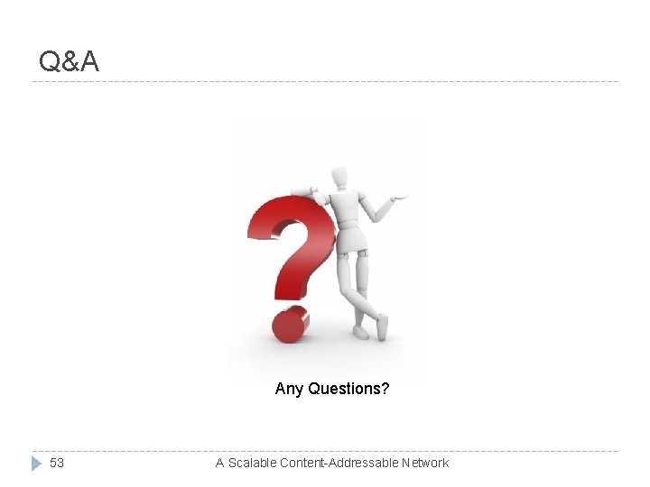 Q&A Any Questions? 53 A Scalable Content-Addressable Network 