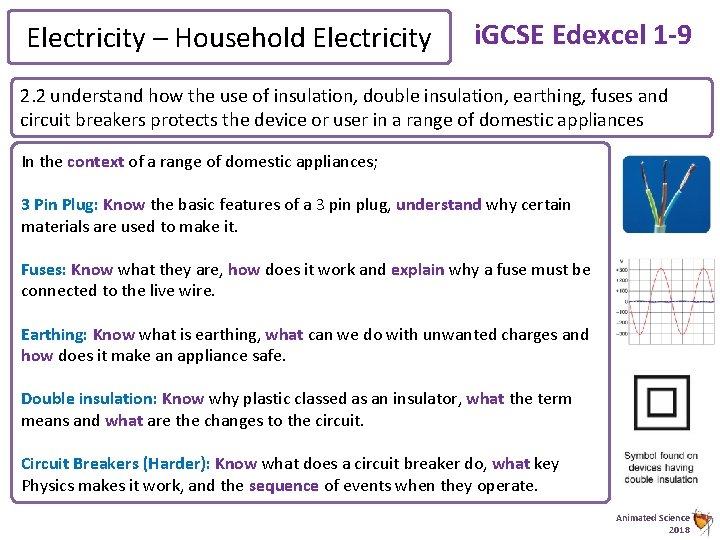 Electricity – Household Electricity i. GCSE Edexcel 1 -9 2. 2 understand how the
