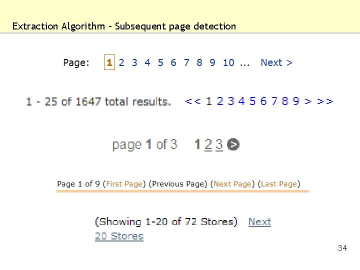 Extraction Algorithm – Subsequent page detection 34 