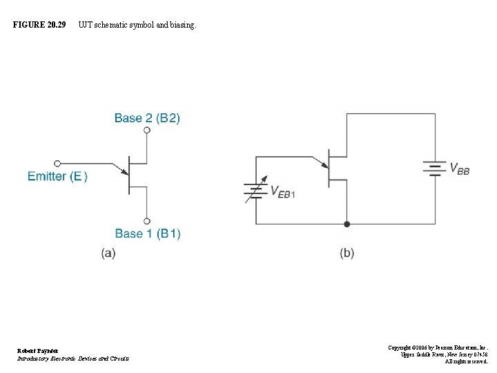FIGURE 20. 29 UJT schematic symbol and biasing. Robert Paynter Introductory Electronic Devices and