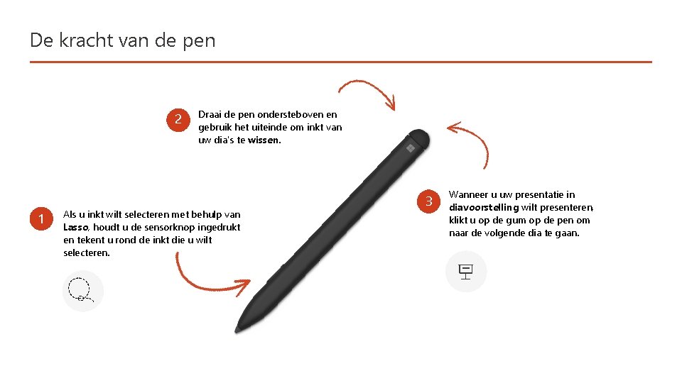 De kracht van de pen 2 1 Draai de pen ondersteboven en gebruik het