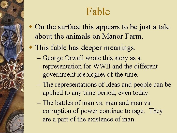 Fable w On the surface this appears to be just a tale about the