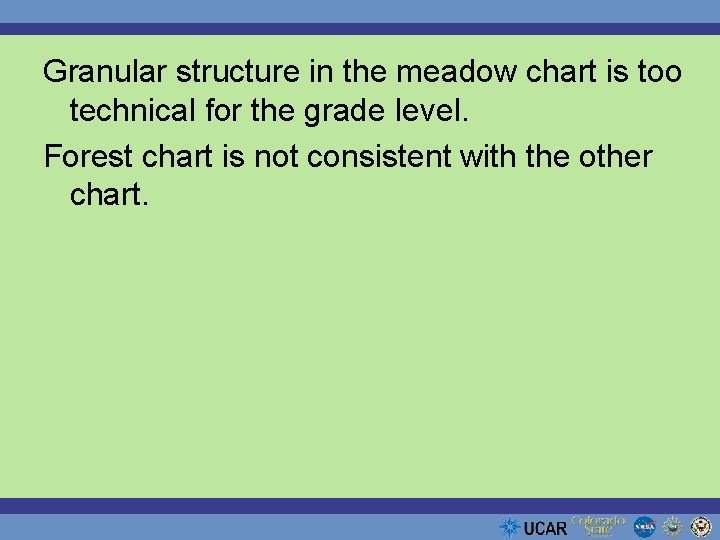 Granular structure in the meadow chart is too technical for the grade level. Forest