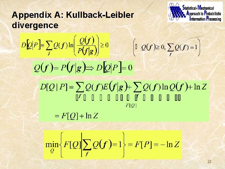 Appendix A: Kullback-Leibler divergence 28 