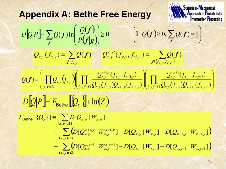 Appendix A: Bethe Free Energy 29 