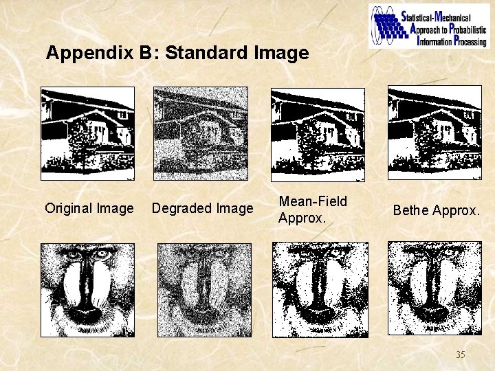 Appendix B: Standard Image Original Image Degraded Image Mean-Field Approx. Bethe Approx. 35 