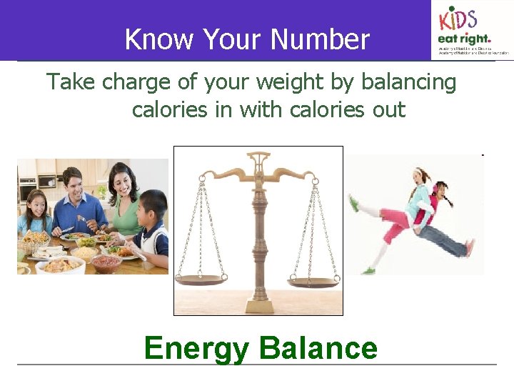 US Know Your Number Take charge of your weight by balancing calories in with