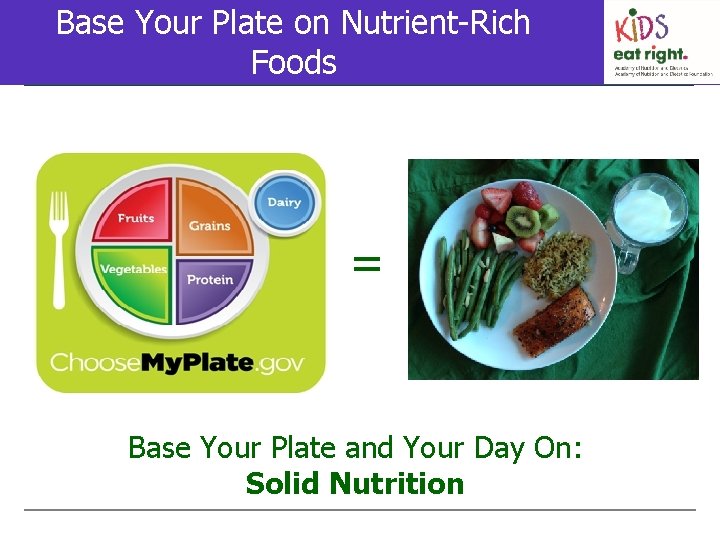 Base Your Plate on Nutrient-Rich Foods = Base Your Plate and Your Day On: