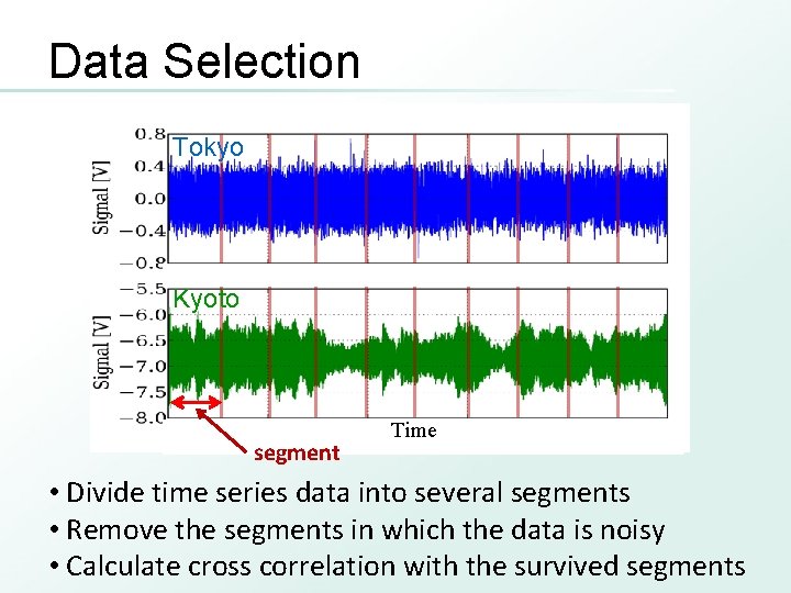 Data Selection Tokyo Kyoto segment Time • Divide time series data into several segments