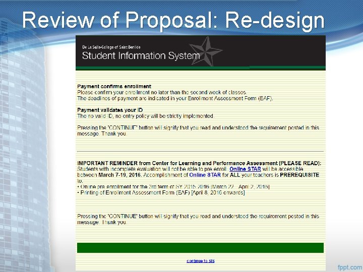 Review of Proposal: Re-design 