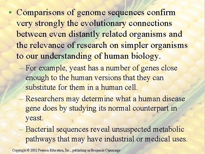  • Comparisons of genome sequences confirm very strongly the evolutionary connections between even