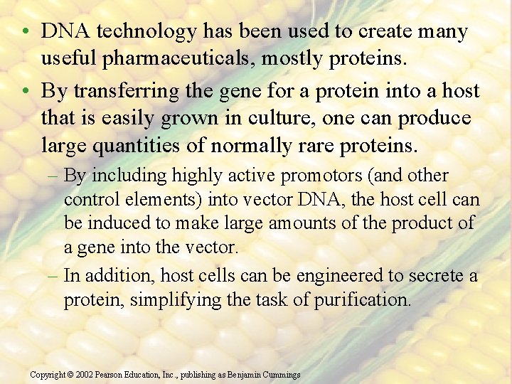  • DNA technology has been used to create many useful pharmaceuticals, mostly proteins.
