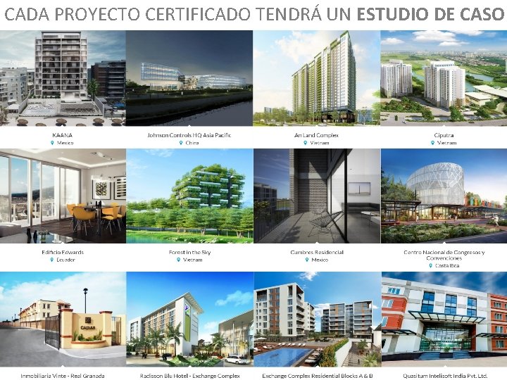 CADA PROYECTO CERTIFICADO TENDRÁ UN ESTUDIO DE CASO 