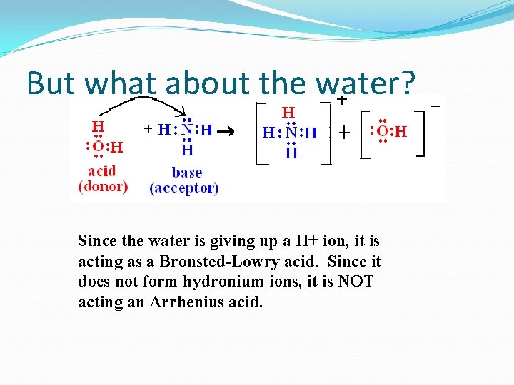 But what about the water? Since the water is giving up a H+ ion,