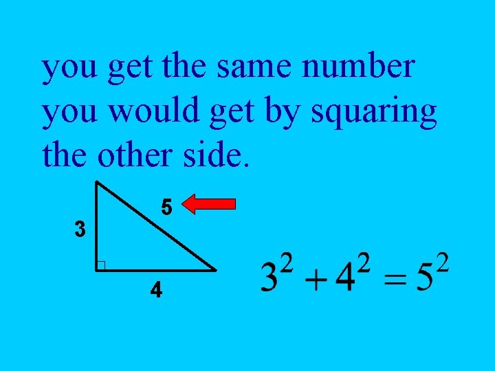 you get the same number you would get by squaring the other side. 3