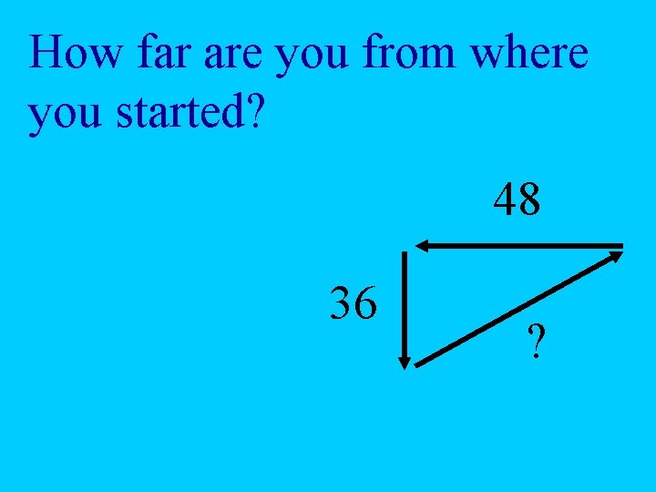 How far are you from where you started? 48 36 ? 