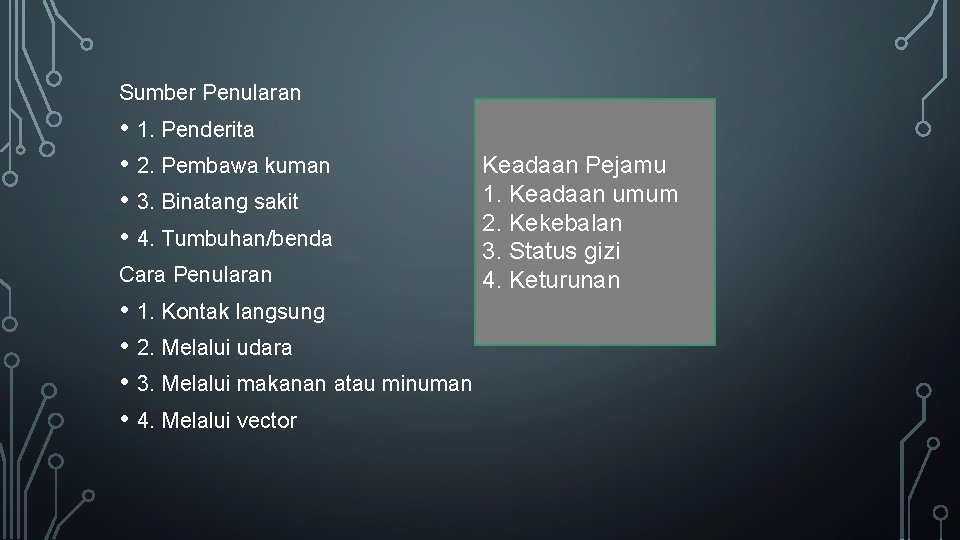 Sumber Penularan • 1. Penderita • 2. Pembawa kuman • 3. Binatang sakit •