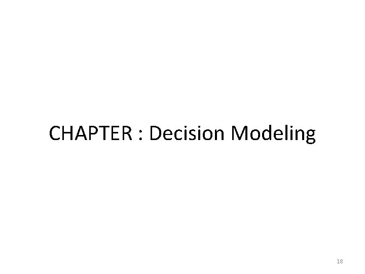CHAPTER : Decision Modeling 18 