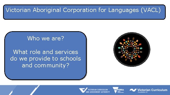 Victorian Aboriginal Corporation for Languages (VACL) Who we are? What role and services do