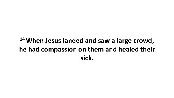 14 When Jesus landed and saw a large crowd, he had compassion on them