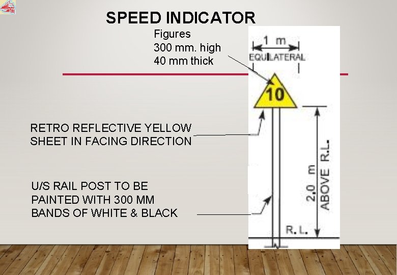 SPEED INDICATOR Figures 300 mm. high 40 mm thick RETRO REFLECTIVE YELLOW SHEET IN