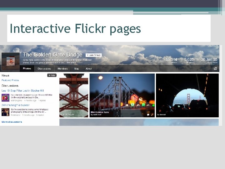 Interactive Flickr pages 