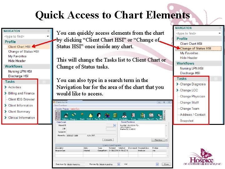 Quick Access to Chart Elements You can quickly access elements from the chart by