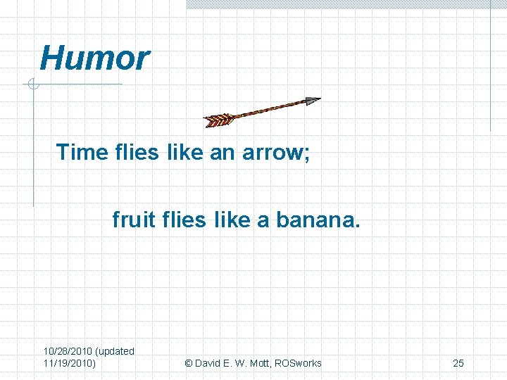 Humor Time flies like an arrow; fruit flies like a banana. 10/28/2010 (updated 11/19/2010)