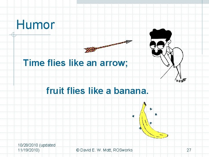 Humor Time flies like an arrow; fruit flies like a banana. 10/28/2010 (updated 11/19/2010)