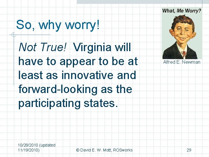 So, why worry! Not True! Virginia will have to appear to be at least