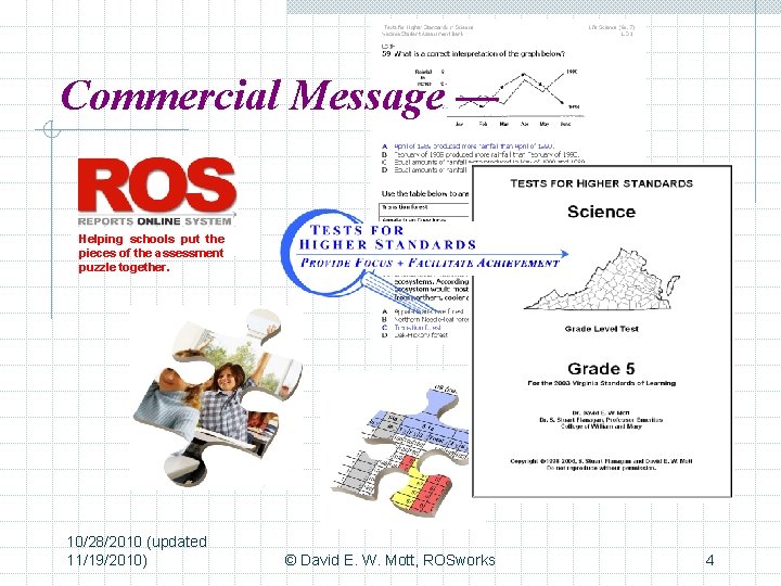 Commercial Message — Helping schools put the pieces of the assessment puzzle together. 10/28/2010