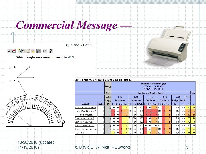 Commercial Message — 10/28/2010 (updated 11/19/2010) © David E. W. Mott, ROSworks 5 