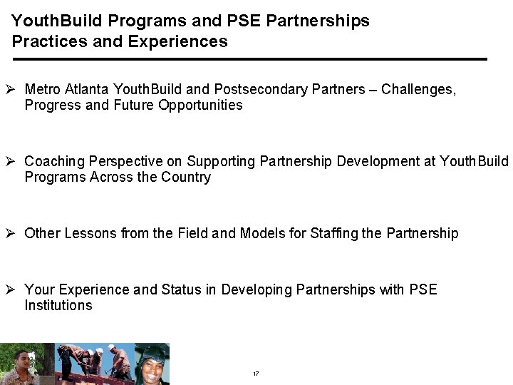 Youth. Build Programs and PSE Partnerships Practices and Experiences Ø Metro Atlanta Youth. Build