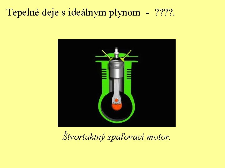 Tepelné deje s ideálnym plynom - ? ? . Štvortaktný spaľovací motor. 