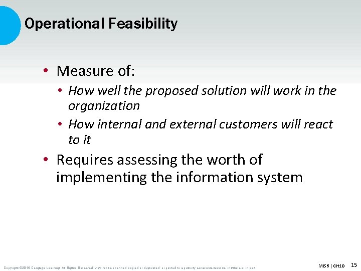 Operational Feasibility • Measure of: • How well the proposed solution will work in