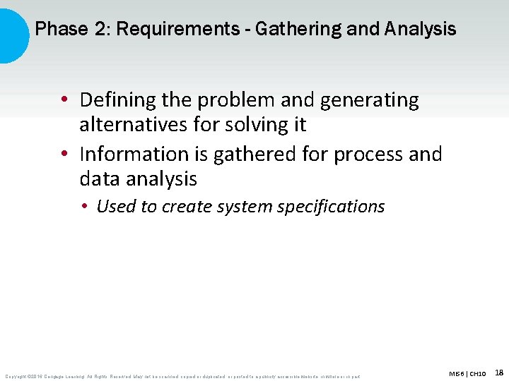 Phase 2: Requirements - Gathering and Analysis • Defining the problem and generating alternatives