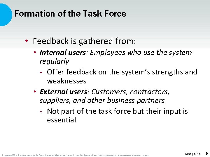 Formation of the Task Force • Feedback is gathered from: • Internal users: Employees